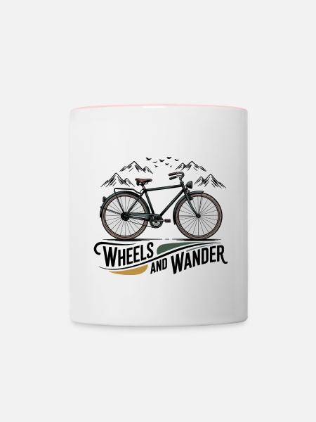 Wheels & Wander – Bergabenteuer - Tasse zweifarbig - Weiß/Pink