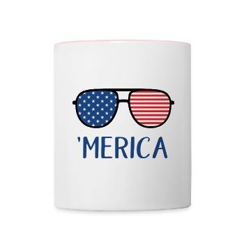 4th of July America - Contrasting Mug - white/pink - Front