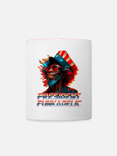 Afro-Mann Präsident Funkadelic - Tasse zweifarbig - Weiß/Pink