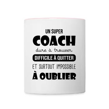 Super coach cadeau coach entrianeur - Mug contrasté - blanc/rose - Devant