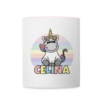 Celina Einhorn Name - Tasse zweifarbig - Weiß/Pink - Vorne