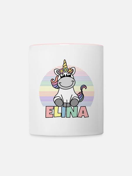 Elina Einhorn Name - Tasse zweifarbig - Weiß/Pink