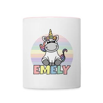 Emely Unicorn Name - Contrasting Mug - white/pink - Front