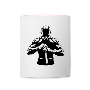 Boxe Boxer Vêtements de boxe - Mug contrasté - blanc/rose - Devant