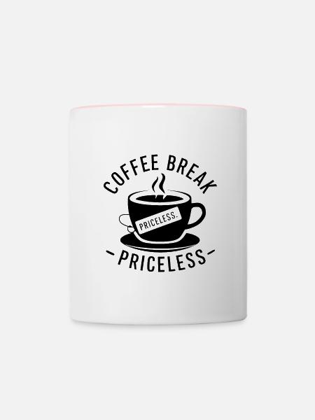 Kaffeepause - unbezahlbar - Tasse zweifarbig - Weiß/Pink