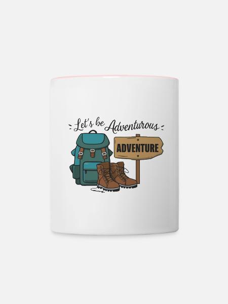 Lass uns abenteuerlich sein. - Tasse zweifarbig - Weiß/Pink