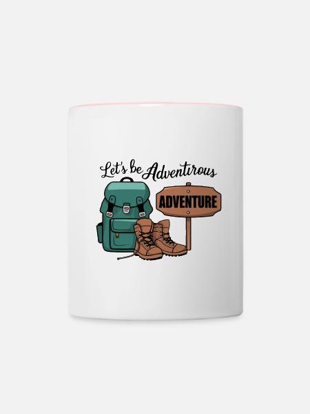 Lass uns abenteuerlich sein. - Tasse zweifarbig - Weiß/Pink