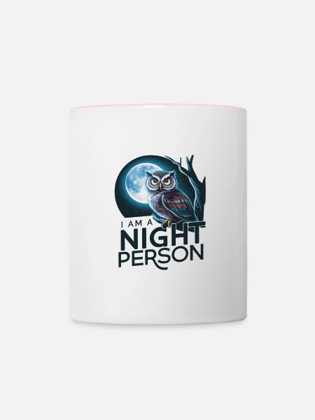 Ich bin ein Nachtmensch. - Tasse zweifarbig - Weiß/Pink