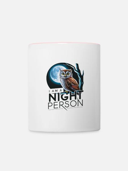 Ich bin ein Nachtmensch. - Tasse zweifarbig - Weiß/Pink