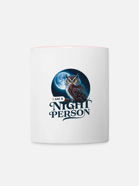 Ich bin ein Nachtmensch. - Tasse zweifarbig - Weiß/Pink