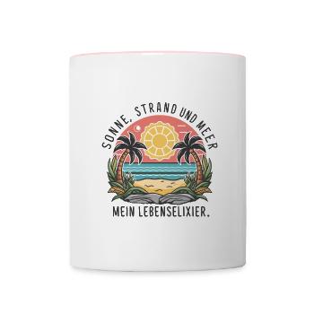 Le soleil, la plage et la mer - mon élixir de vie - Mug contrasté - blanc/rose - Devant