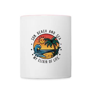 Le soleil, la plage et la mer - mon élixir de vie - Mug contrasté - blanc/rose - Devant