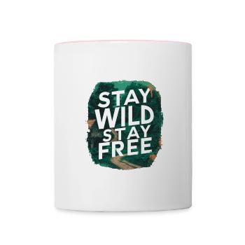 Bleib wild, bleib frei - Tasse zweifarbig - Weiß/Pink - Vorne