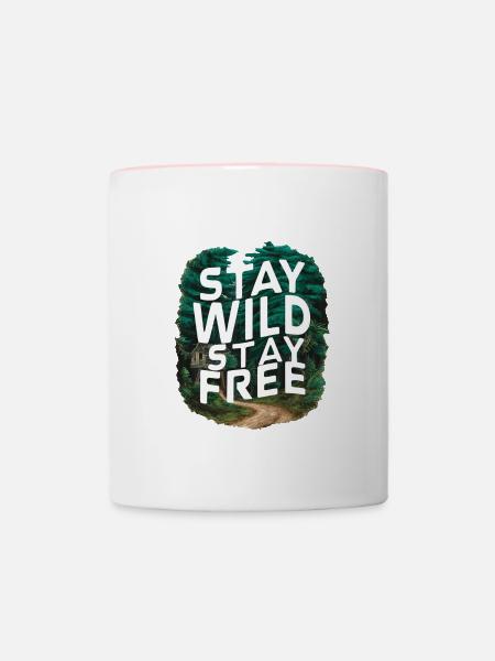 Bleib wild, bleib frei - Tasse zweifarbig - Weiß/Pink