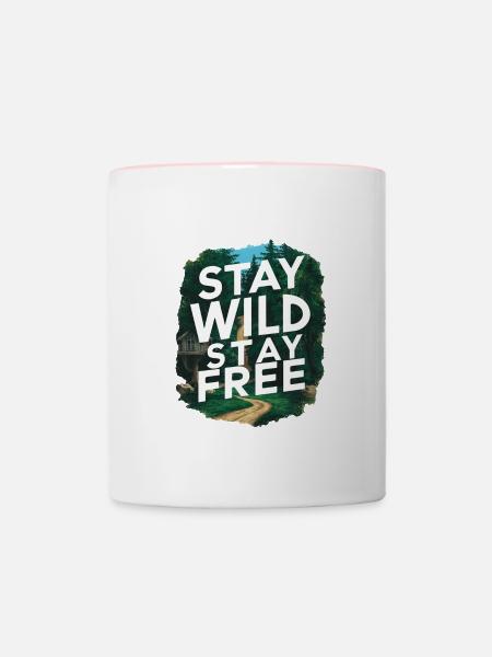 Bleib wild, bleib frei - Tasse zweifarbig - Weiß/Pink