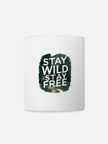 Bleib wild, bleib frei - Tasse zweifarbig - Weiß/Pink