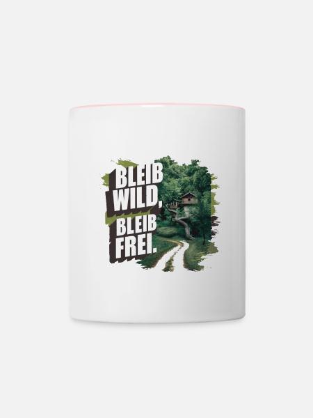 Bleib wild, bleib frei - Tasse zweifarbig - Weiß/Pink