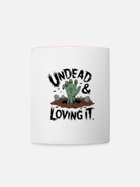 Zombie-Hand - Undead & Loving It - Tasse zweifarbig - Weiß/Pink