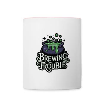 Hexenkessel – Brewing Trouble - Contrasting Mug - white/pink - Front
