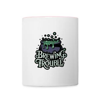 Hexenkessel – Brewing Trouble - Contrasting Mug - white/pink - Front