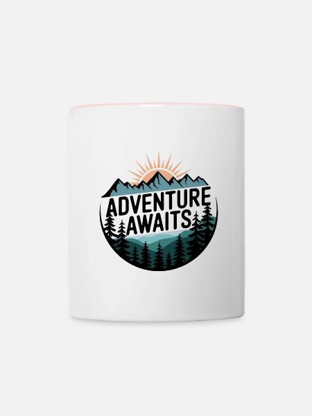 Adventure Awaits – Bergpanorama - Tasse zweifarbig - Weiß/Pink
