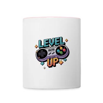 Level Up – Gaming Controller - Contrasting Mug - white/pink - Front