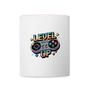 Level Up – Gaming Controller - Contrasting Mug - white/pink - Front