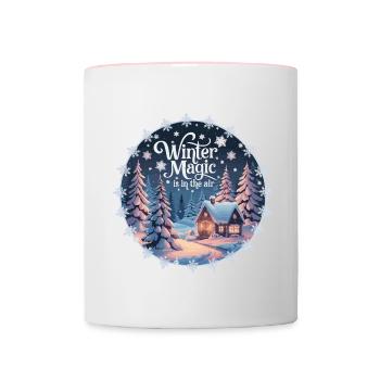 Winter Magic is in the Air – Winter Landscape - Contrasting Mug - white/pink - Front