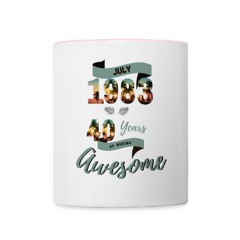 40 Geburtstag 1983 Juillet Tropical Beach bons moments - Mug contrasté - blanc/rose - Devant