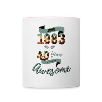 40 Birthday 1983 June Tropical Beach good times - Contrasting Mug - white/pink - Front