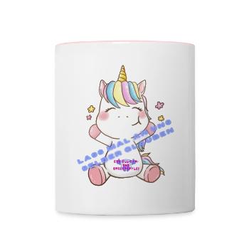 Lass mal an uns selber glauben - Tasse zweifarbig - Weiß/Pink - Vorne