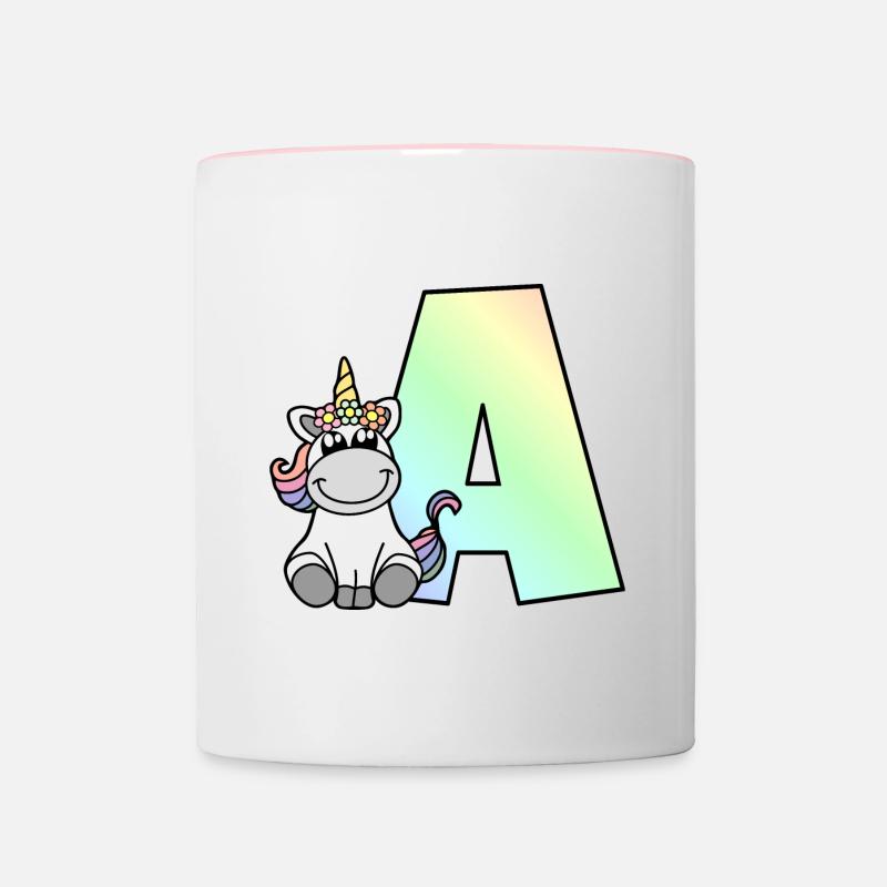 Licorne Lettre A - Mug contrasté - blanc/rose