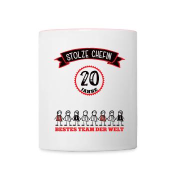 20 Jahre Jubiläum Chefin Firmenchefin Dienstjahre - Tasse zweifarbig - Weiß/Pink - Vorne
