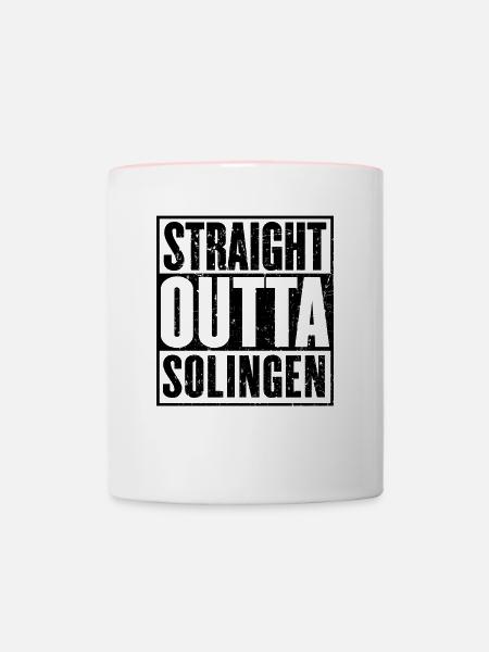 Gerade Outta Solingen - Tasse zweifarbig - Weiß/Pink