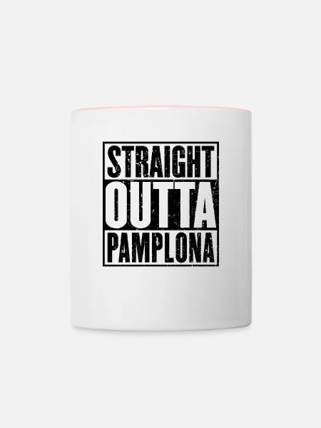 Gerade Outta Pamplona - Tasse zweifarbig - Weiß/Pink