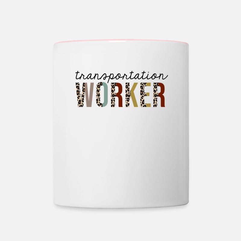 Transportation Worker Leopard Print Funny - Contrasting Mug - white/pink