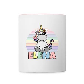 Nom de licorne Elena - Mug contrasté - blanc/rose - Devant