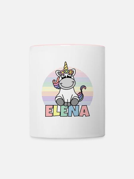Nombre de unicornio de Elena - Taza en dos colores - blanco/rosa