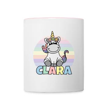 Clara Unicorn Name - Contrasting Mug - white/pink - Front