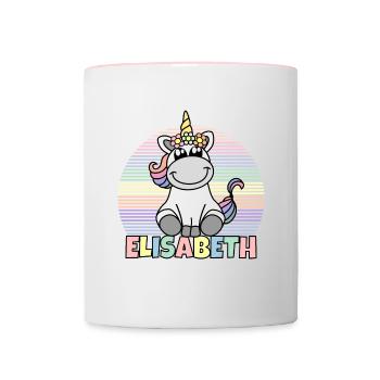 Elisabeth Einhorn Name - Tasse zweifarbig - Weiß/Pink - Vorne