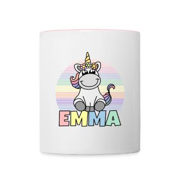 Emma Unicorn Name - Contrasting Mug - white/pink - Front
