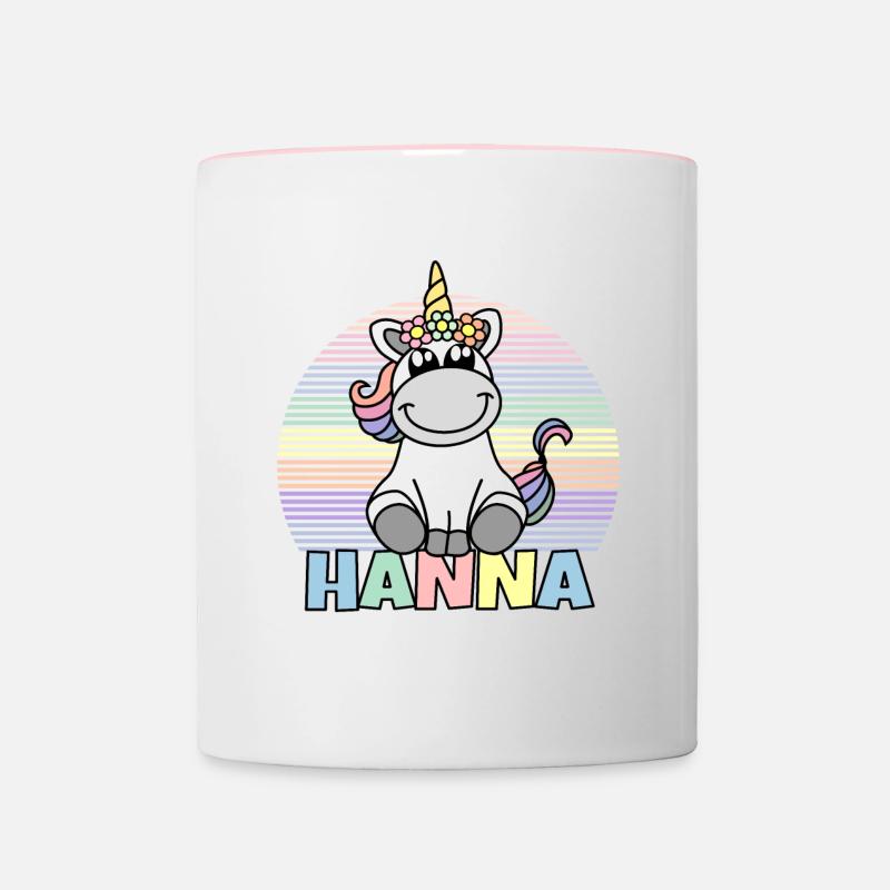 Hanna Einhorn Name - Tasse zweifarbig - Weiß/Pink
