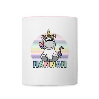 Hannah Einhorn Name - Tasse zweifarbig - Weiß/Pink - Vorne