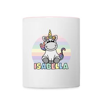 Isabella Einhorn Name - Tasse zweifarbig - Weiß/Pink - Vorne