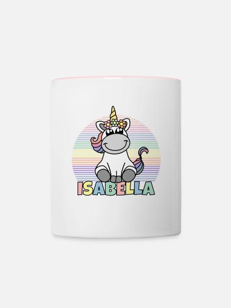 Isabella Einhorn Name - Tasse zweifarbig - Weiß/Pink