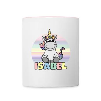 Isabel Einhorn Name - Tasse zweifarbig - Weiß/Pink - Vorne