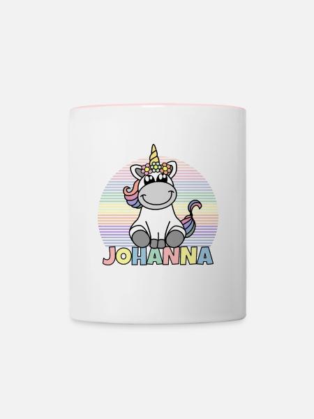 Johanna Einhorn Name - Tasse zweifarbig - Weiß/Pink
