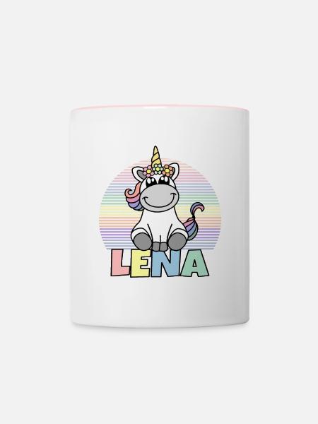 Lena Nom de la licorne - Mug contrasté - blanc/rose
