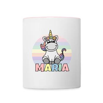 Maria Unicorn Name - Contrasting Mug - white/pink - Front