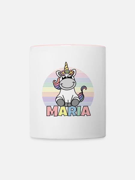 Maria Einhorn Name - Tasse zweifarbig - Weiß/Pink